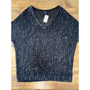 NWT Womens Torrid Black Short Sleeve Eyelet Beach‎ Cover Up Sweater Size 1